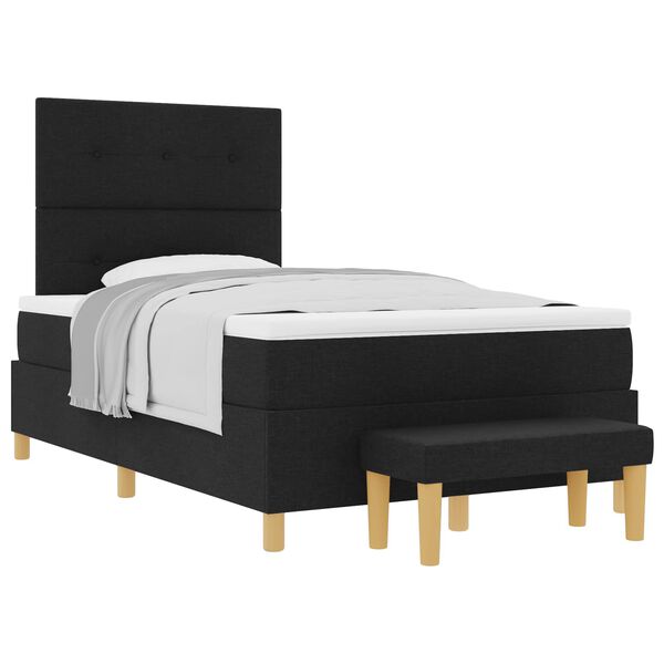 vidaXL Cama tipo Box Spring con colch&oacute;n Negro 120 x 190 cm tela