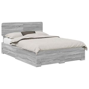 vidaXL Estructura de cama con cabecera Gris Sonoma 160 x 200 cm