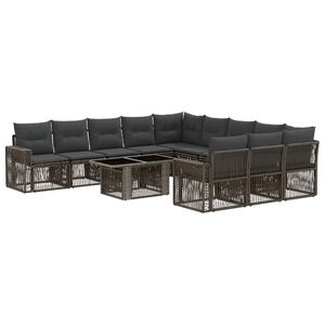 vidaXL Conjunto de sof&aacute;s de jard&iacute;n 12 uds. Gris y Gris Oscuro