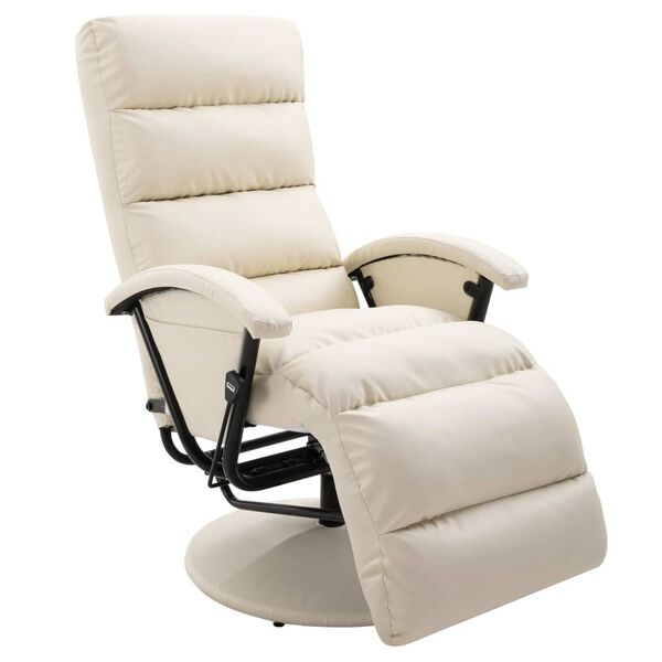 vidaXL Sill&oacute;n reclinable para TV de cuero sint&eacute;tico color crema