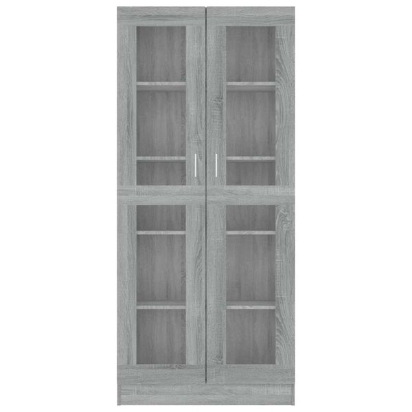 vidaXL Vitrina de madera contrachapada gris sonoma 82,5x30,5x185 cm