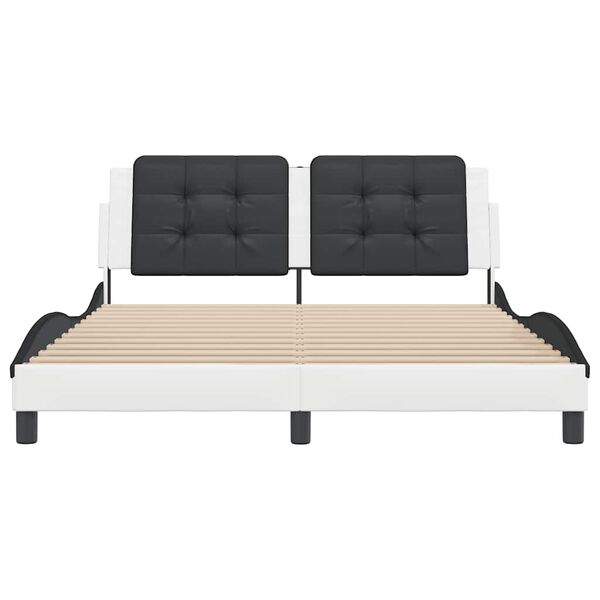 vidaXL Estructura de cama sin colch&oacute;n Zadar cuero sint&eacute;tico blanco negro 160x200cm