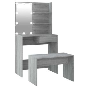 vidaXL Juego de tocador con LED madera contrachapada gris Sonoma