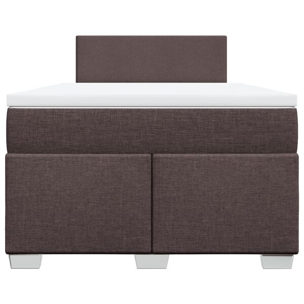 vidaXL Cama box spring con colch&oacute;n tela marr&oacute;n oscuro 120x190 cm