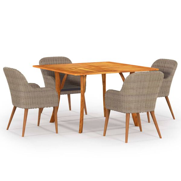 vidaXL Juego de comedor para jard&iacute;n 5 piezas marr&oacute;n