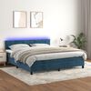 vidaXL Cama box spring colch&oacute;n y LED terciopelo azul oscuro 180x200 cm