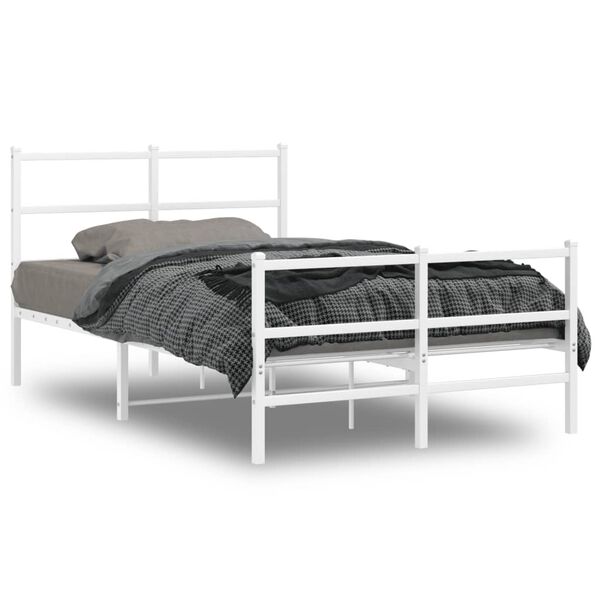 vidaXL Estructura cama sin colch&oacute;n con estribo metal blanco 120x190 cm