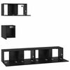 vidaXL Conjunto de mueble de TV 4 pcs Roble Negro Madera de ingeniería