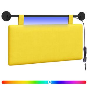 vidaXL Cabecero colgante Con luz LED Amarillo Claro Tela de Pana