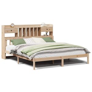 vidaXL Cama con estanter&iacute;a sin colch&oacute;n madera maciza de pino 180x200cm