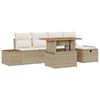 vidaXL Conjunto de sof&aacute;s de jard&iacute;n 6 uds. Beige rat&aacute;n sint&eacute;tico