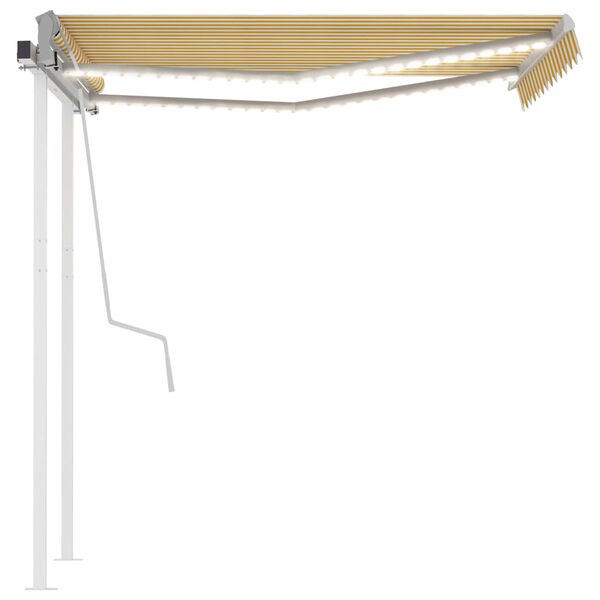 vidaXL Toldo manual retr&aacute;ctil con luz LED amarillo y blanco 3x2,5 m