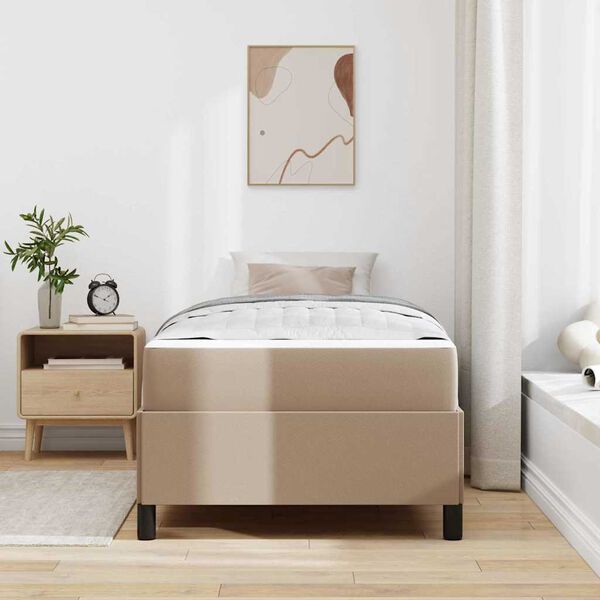 vidaXL Estructura de cama con colch&oacute;n Capuchino 100 x 200 cm tela