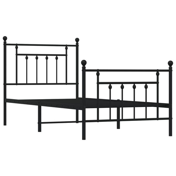 vidaXL Estructura cama sin colchón con estribo metal negro 90x190 cm