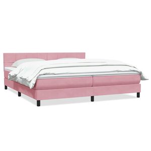 vidaXL Cama box spring con colch&oacute;n terciopelo rosa 180x210 cm