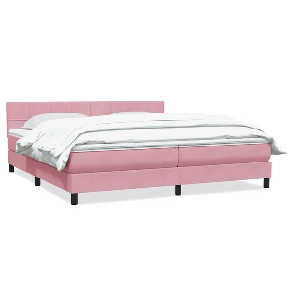 vidaXL Cama box spring con colch&oacute;n terciopelo rosa 180x210 cm