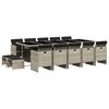 vidaXL Set comedor jard&iacute;n y cojines 15 pzas rat&aacute;n sint&eacute;tico gris claro