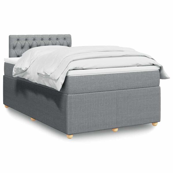 vidaXL Cama box spring con colch&oacute;n tela gris claro 120x200 cm