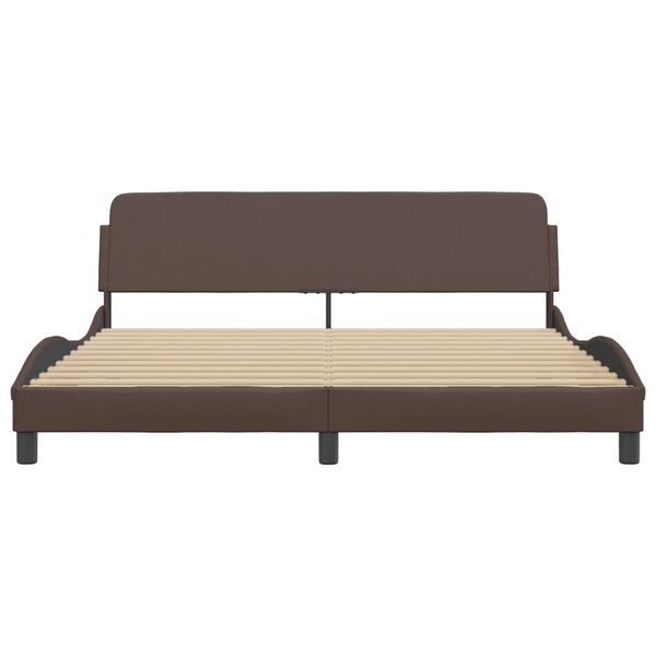 vidaXL Estructura de cama Dover cuero sint&eacute;tico marr&oacute;n 180x200cm
