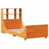 vidaXL Cama con estanter&iacute;a sin colch&oacute;n madera maciza marr&oacute;n 100x200 cm