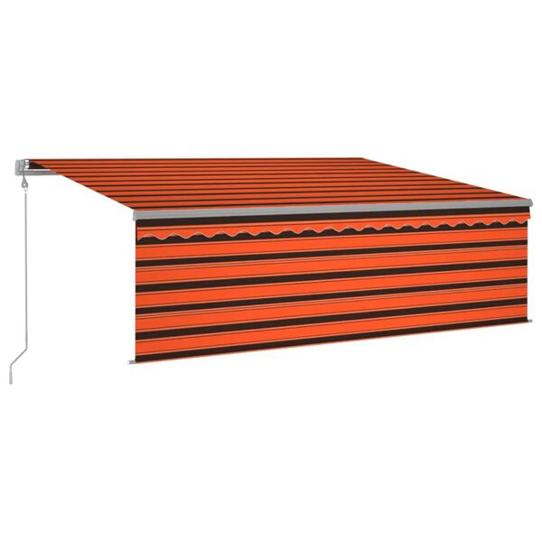 vidaXL Toldo automático persiana LED sensor viento naranja marrón 4x3m