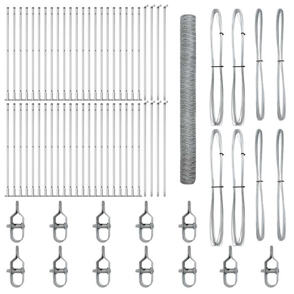 vidaXL Poste de Valla Plateado 100 x 1,6 m (malla de 36 mm) Acero