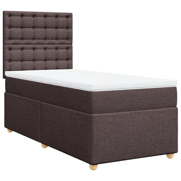 vidaXL Cama box spring con colch&oacute;n tela marr&oacute;n oscuro 80x200 cm