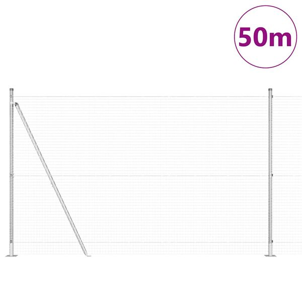 vidaXL Poste de Valla Plateado 50 x 1,4 m (malla de 25 x 25 mm) Acero
