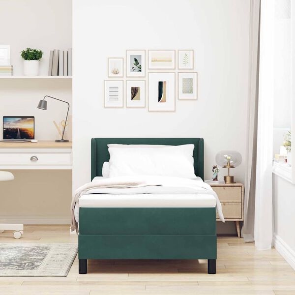 vidaXL Cama tipo Box Spring Verde oscuro 200 x 100 cm Poli&eacute;ster