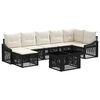 vidaXL Conjunto de sof&aacute;s de jard&iacute;n 8 uds. Negro y Blanco Crema