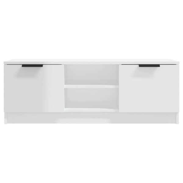 vidaXL Mueble de TV madera contrachapada blanco brillo 102x35x36,5 cm