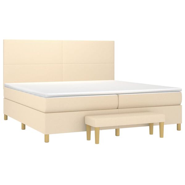 vidaXL Cama box spring con colch&oacute;n tela color crema 200x200 cm