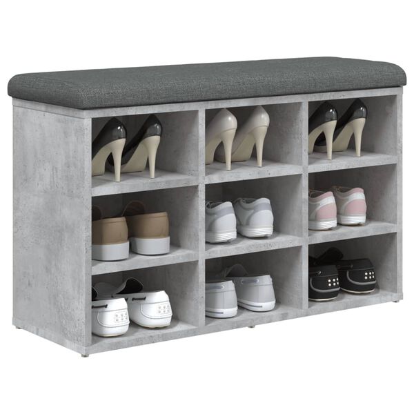 vidaXL Banco zapatero madera de ingeniería gris hormigón 82x32x50 cm