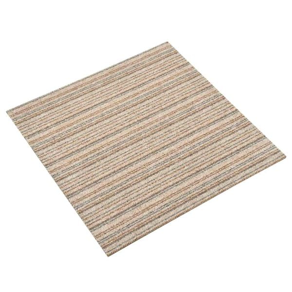 vidaXL Alfombra 20 pcs Beige a rayas 50 x 50 cm 100% Polipropileno