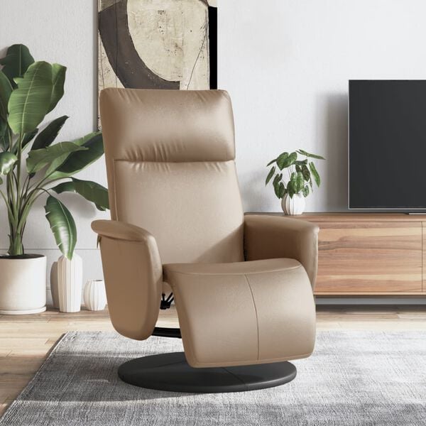 vidaXL Sill&oacute;n reclinable con reposapi&eacute;s cuero sint&eacute;tico capuchino