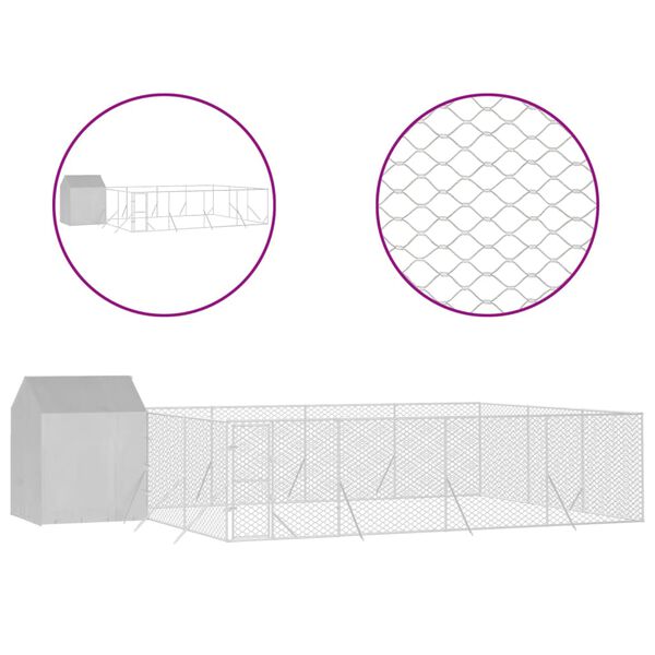 vidaXL Perrera de exterior con toldo acero galvanizado plata 10x6x2,5m