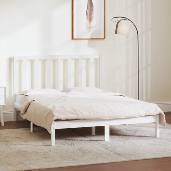 vidaXL Estructura de cama sin colch&oacute;n madera de pino blanca 140x190 cm