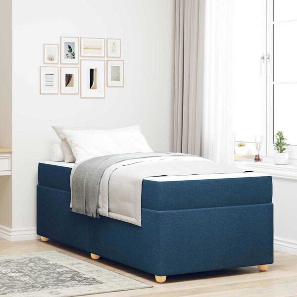 vidaXL Estructura de cama con colch&oacute;n Azul 100 x 200 cm tela