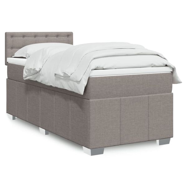 vidaXL Cama box spring con colch&oacute;n tela gris taupe 80x200 cm