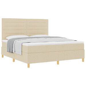 vidaXL Cama tipo Box Spring con colch&oacute;n Crema 180 x 200 cm tela