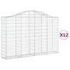 vidaXL Cestas gaviones 12 uds forma de arco hierro 200x30x120/140 cm