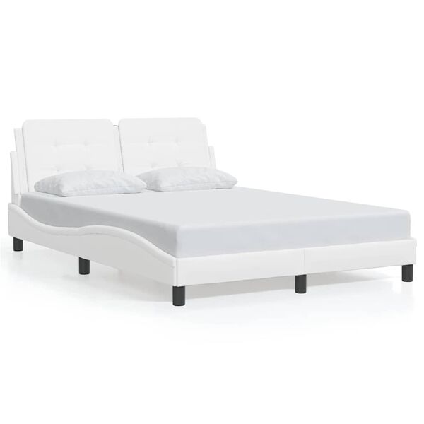 vidaXL Estructura de cama sin colch&oacute;n Zadar cuero sint&eacute;tico blanco 140x200cm