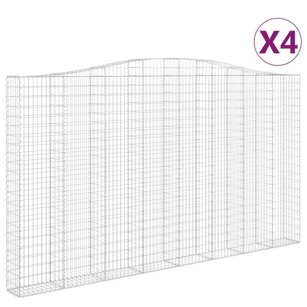 vidaXL Cestas de gaviones 4 uds forma de arco hierro 400x30x220/240 cm
