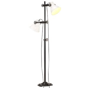 vidaXL L&aacute;mpara de pie 2 pantallas blanca hierro fundido E27