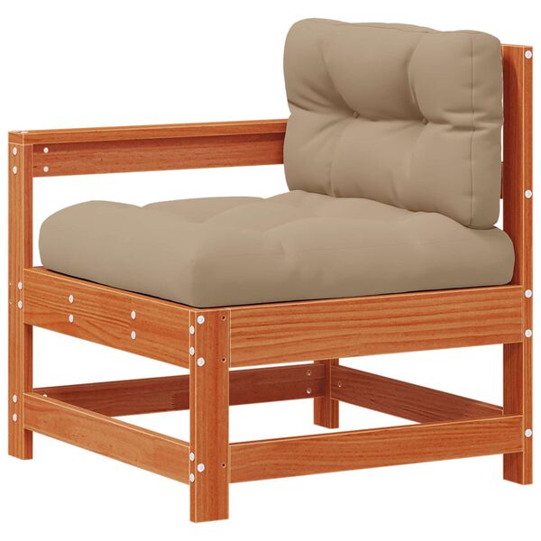 vidaXL Conjunto de Sof&aacute;s de Jard&iacute;n 6 pcs Marr&oacute;n Cera Pino macizo