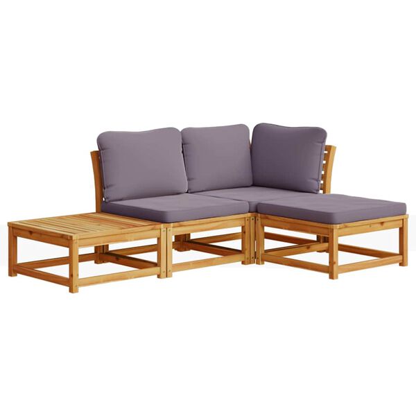 vidaXL Set de muebles de jard&iacute;n 4 pzs y cojines madera maciza acacia