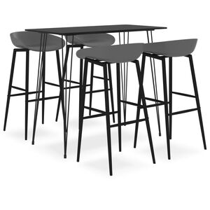 vidaXL Mesa alta y taburetes de bar 5 piezas negro y gris