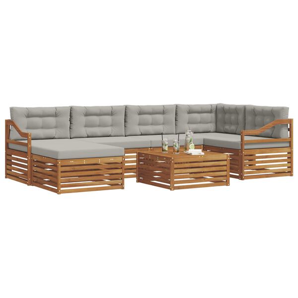 vidaXL Conjunto de sof&aacute;s de exterior 7 pcs Gris Natural y Claro