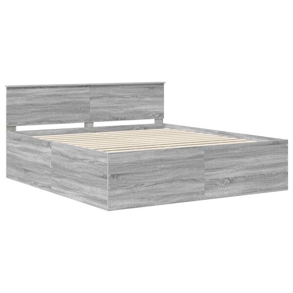 vidaXL Estructura de cama con cabecera Gris Sonoma 200 x 200 cm