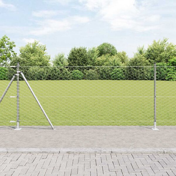 vidaXL Poste de Valla Plateado 25 x 0,8 m (malla de 50 mm) Acero